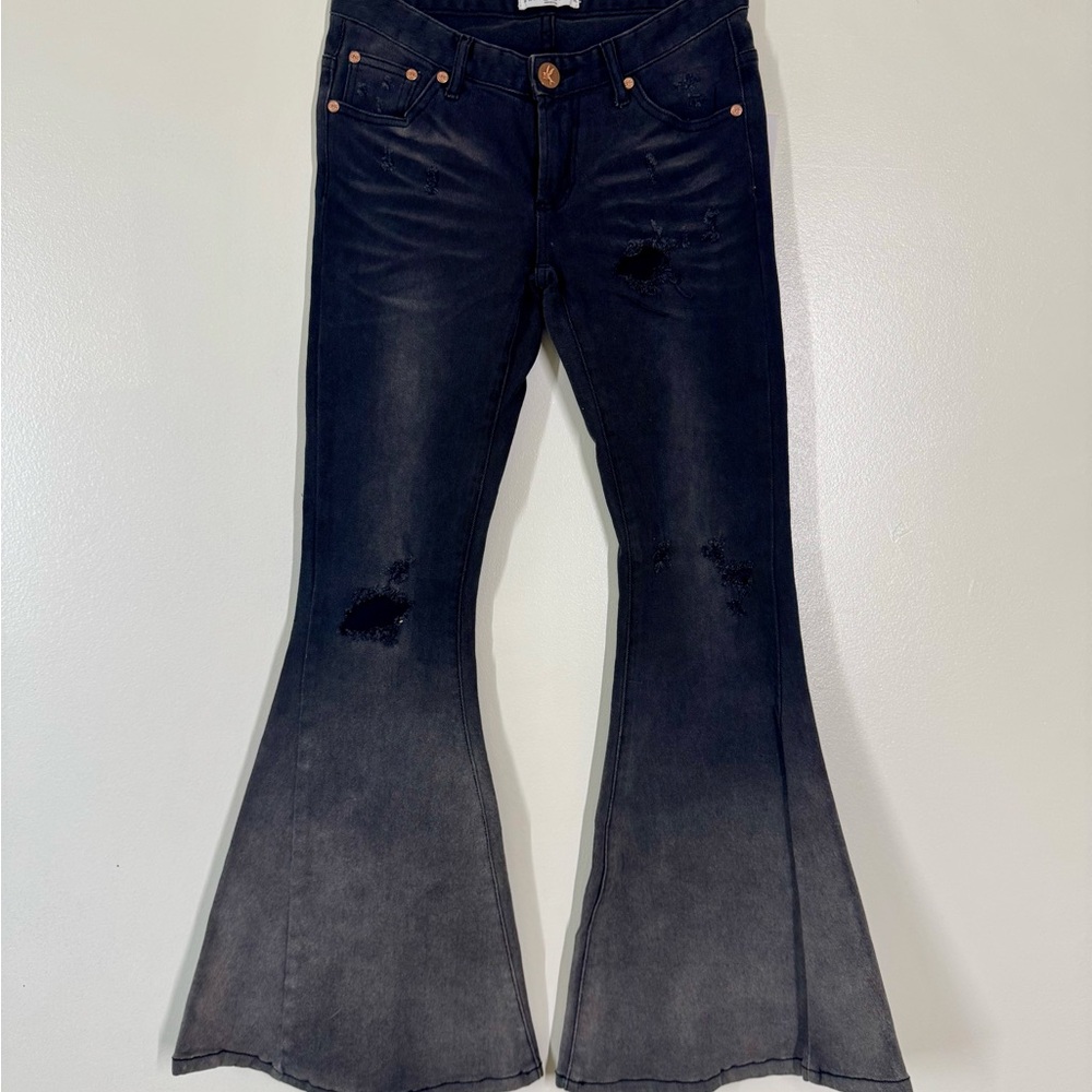 One Teaspoon Black Washed Flare Jeans